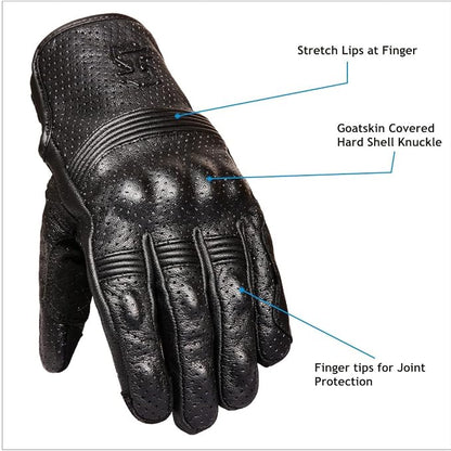 Leather Motorcycle Gloves for Men and Women | Touchscreen | Full Finger | - Image 3