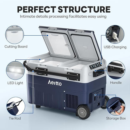 Aeitto 12 Volt Car Refrigerator, 42QT Dual Zone Portable Car Fridge Freezer - Image 5