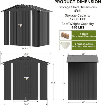 COMHOMA Shed Outdoor Storage Shed Metal, Lockable Doors Tool Sheds - Image 8