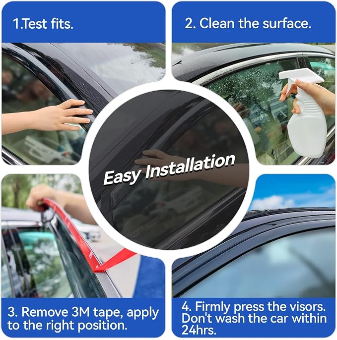 Window Visors Rain Guards for 2007-2014 Ford Edge, Out-Channel Window Vent Wind - Image 4