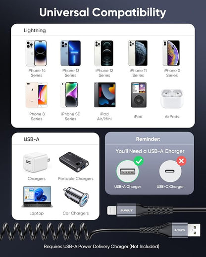 SUNGUY Coiled USB to Lightning Cable - Image 7