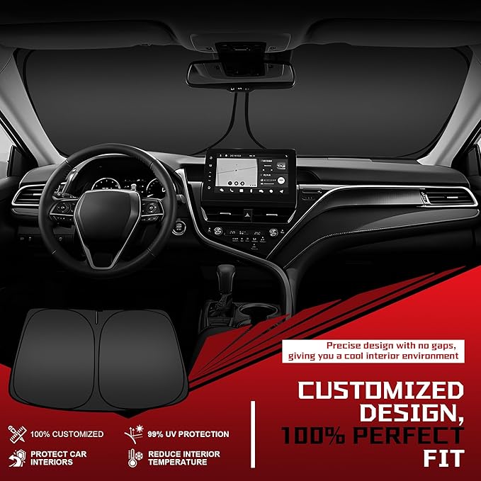 Windshield Sun Shade for 2017-2024 Che-vrolet/Chevy Bolt EV, Foldable Sun - Image 2