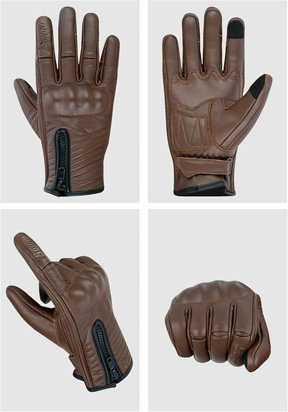 Full Finger Leather Motorcycle Gloves - Image 2