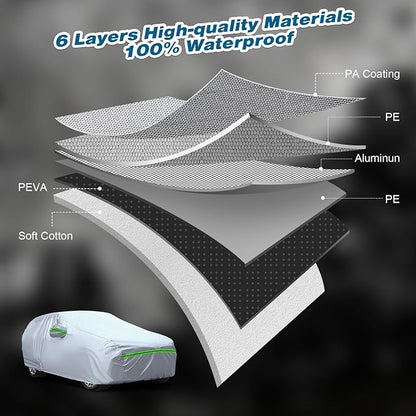 TUCAREST 6-Layers Full Car Cover Universal Premium Shell Zipper Design - Image 2