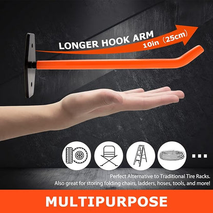 4 PCS Garage Hooks Heavy Duty Wall Mount, Tire Storage System - Image 2
