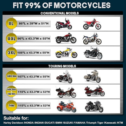 Rosefray Motorcycle Cover with Side Box Heavy Duty 600D Waterproof - Image 6