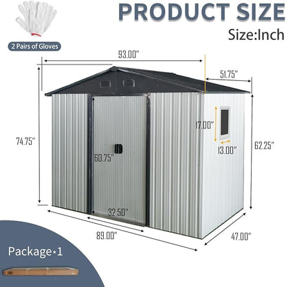 4x8 FT Outdoor Storage Shed, Metal Garden Shed - Image 4
