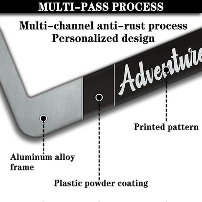License Plate Frames Black and White Custom License Plate Frame Adventure - Image 5