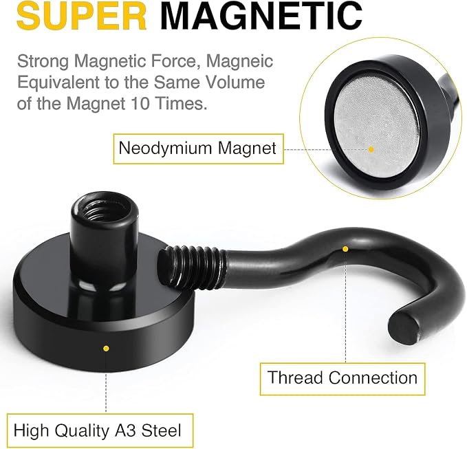 DIYMAG Magnetic Hooks, 30Lbs Strong Heavy Duty Cruise Magnet S-Hooks - Image 2
