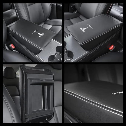 Car Armrest Cover for Tesla Model 3 Y Leather Center Console Armrest Box Cover - Image 2