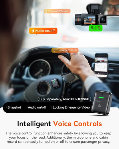 Vantrue N2X 2.7K Uber Dash Cam Front and Inside, 5G WiFi Dual Dash Camera - Image 8