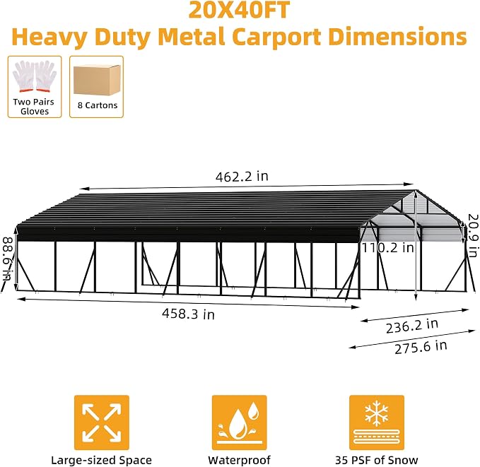 20' x 40' Heavy Duty Metal Carport - Image 2