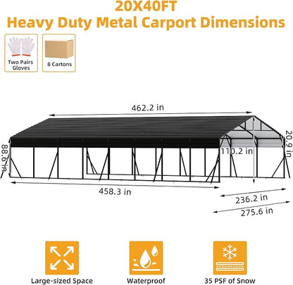 20' x 40' Heavy Duty Metal Carport - Image 2