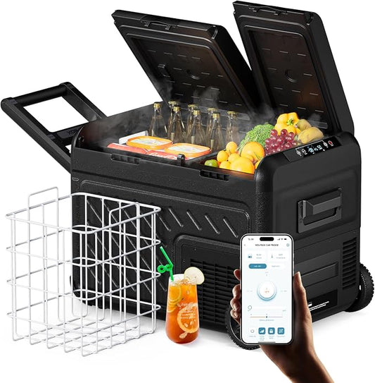 WOLFBOX 12V Car Refrigerator, 40 Quart Dual Zone Car Fridge, Portable Freezer by WOLFBOX