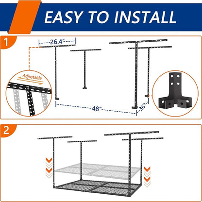 3 x 4FT Overhead Garage Storage Rack, Adjustable Ceiling Storage Racks - Image 6