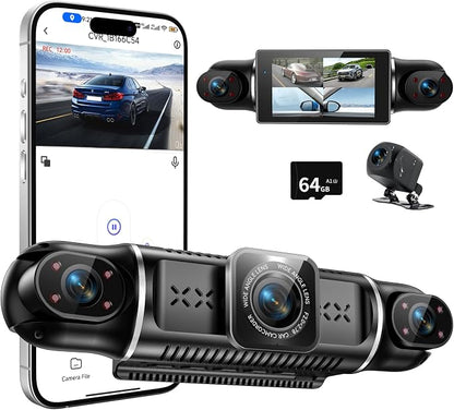 360°View 4 Channel Dash Cam, 2K+1080P Front and Rear Inside Left Right by M+CARKUMI