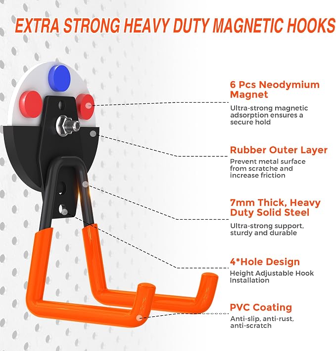 4Pcs Magnetic Hooks Heavy Duty, Large Strong Magnetic Storage Hook - Image 2