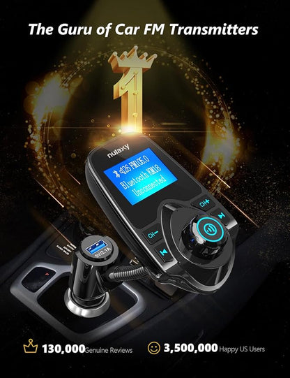Nulaxy Car Bluetooth FM Transmitter, 1.44" Display Flexible Gooseneck, - Image 2