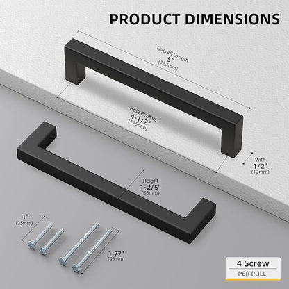 goldenwarm 200Pack 4.5INCH Drawer Pulls Black Modern Cabinet Hardware - Image 2