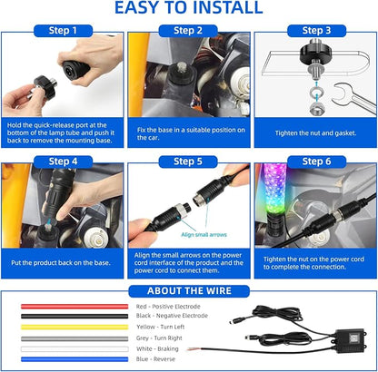 DREAMIZER 2Pack 1FT Fat Whip Lights New Upgraded Spiral LED Whip Light - Image 7