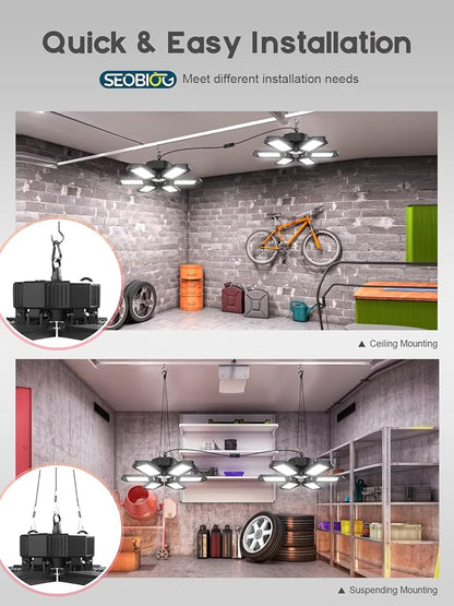 SEOBIOG Plug in Garage Light, 200W 20000LM Linkable Shop Light - Image 5