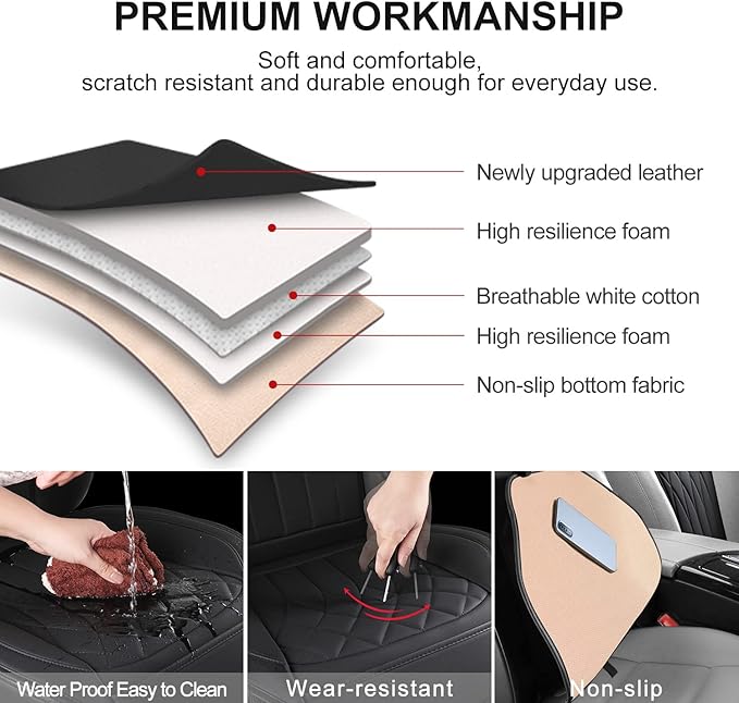 2 Pack Leather Front Car Seat Covers, Universal Sideless Car Seat Protectors - Image 3