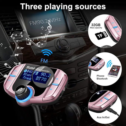 Upgraded Bluetooth FM Transmitter, Wireless Radio Adapter Hands Free Car Kit - Image 4