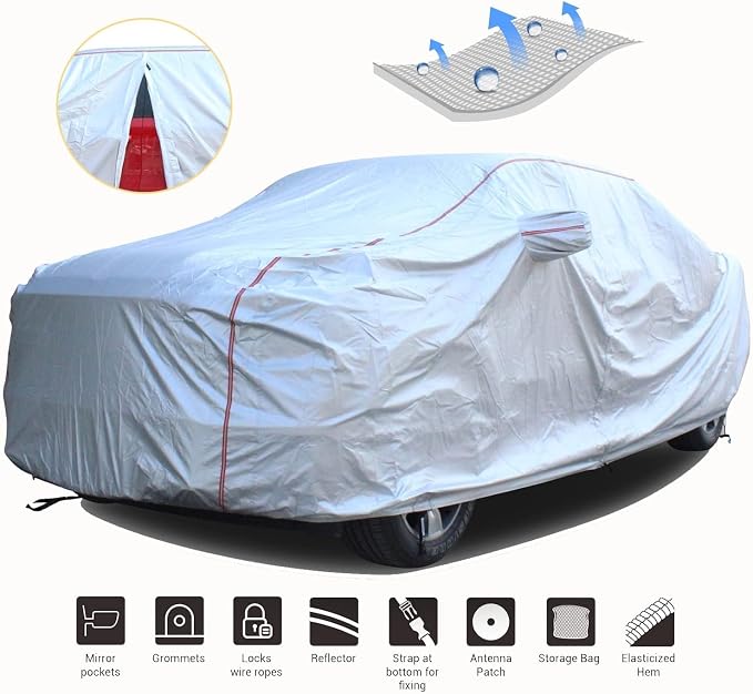 Tecoom Hard Shell Truck Car Cover Waterproof UV-Proof Windproof Zipper Design - Image 3