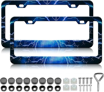 Blue Lightning License Plate Frames by Unknown