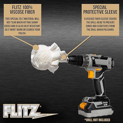 Flitz Buff Ball w/ 1.76oz Metal Polish Paste - 3in Drill Buffer Polisher - Image 3