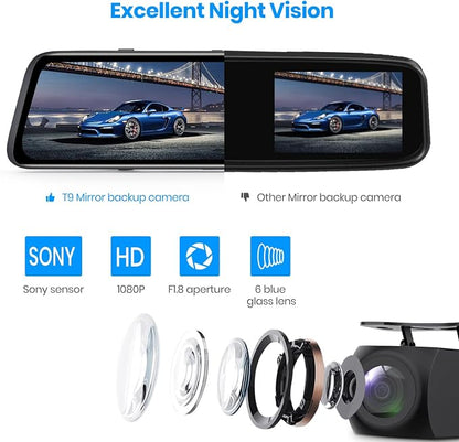 9.35''1080P OEM Rear View Mirror Camera: Recording Wide View Back Up Camera - Image 5