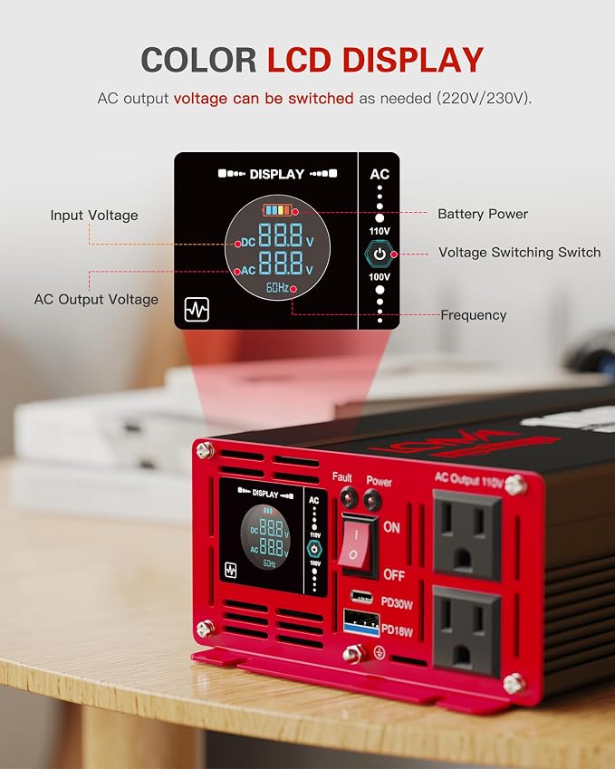 1500 Watt Pure Sine Wave Power Inverter DC 12V to AC 110/120V - Image 6