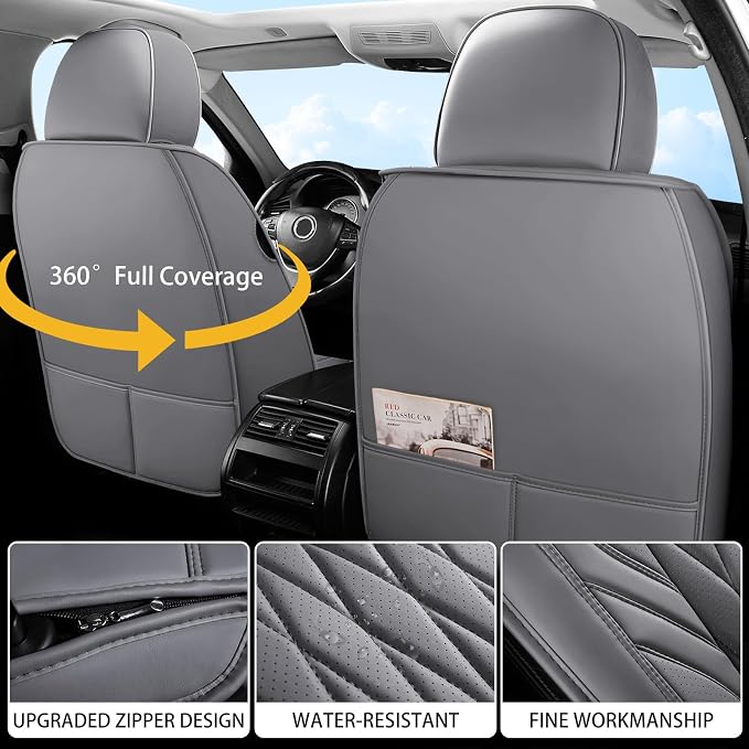 WELLDO Car Seat Covers Full Set, Faux Leather Seat Covers - Image 3