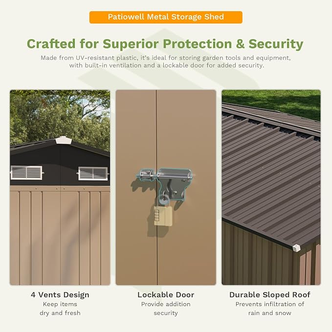 Patiowell 10 x 12 FT Metal Storage Shed - Image 7