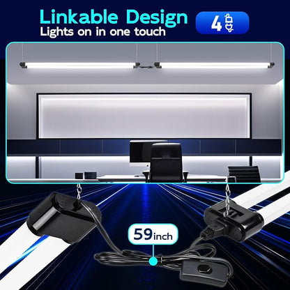 hykolity 4 Pack Linkable LED Shop Light, 4FT 44W, 5000K Daylight, Plug-in - Image 4