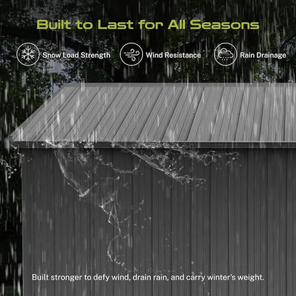 12x10 Ft Storage Shed Outdoor, XL Permanent Steel Building - Image 3