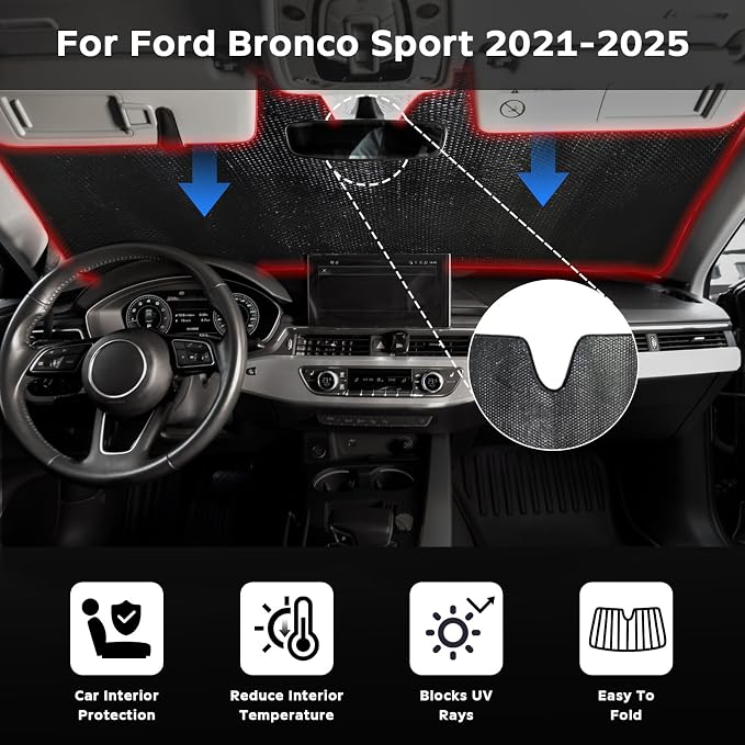 Windshield Sun Shade for Ford Bronco Sport 2021-2025 - Image 2