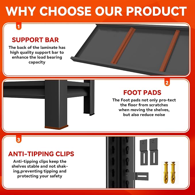 Garage Shelving 3000LBS Heavy Duty Shelving Units and Storage Shelves - Image 6