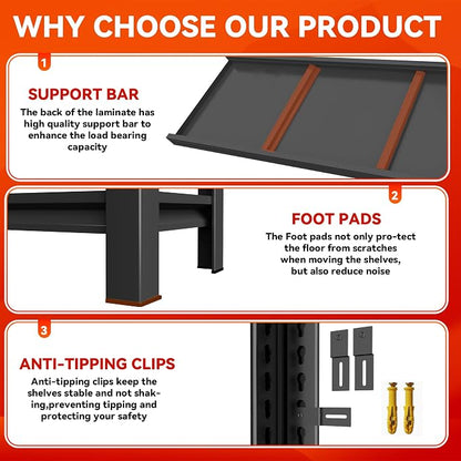 Garage Shelving 3000LBS Heavy Duty Shelving Units and Storage Shelves - Image 6