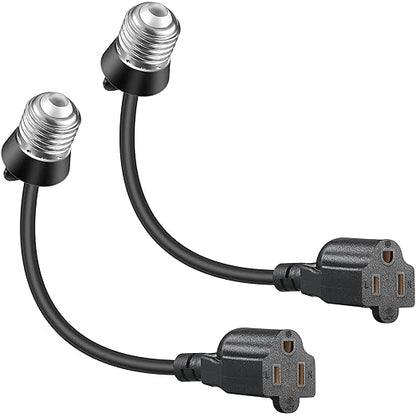 Feekoon 2 Pack 3 Outlet Light Socket Adapter, Convert E26/E27 Bulb Socket to 3 by FEEKOON