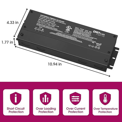 EMITEVER 192W Dimmable LED Driver, 24V 5-in-1 Dimmable Power Supply, 2-Channels - Image 3