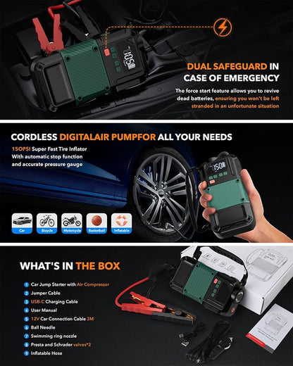 Portable Car Jump Starter with Air Compressor - Image 9