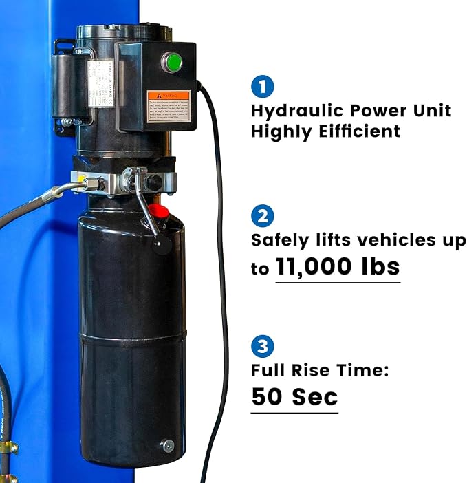 110V Two Post Car Lift 11, 000 LBS Heavy Duty Floor Plate 2 Posts Auto Hoist - Image 3