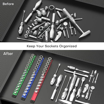 Magnetic Socket Holder Organizer Set, 6-Piece Heavy Duty Aluminum Alloy Socket - Image 6
