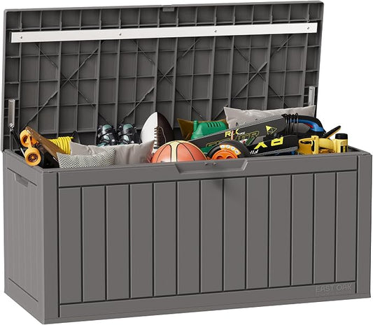 EAST OAK Outdoor Storage Box, 90 Gallon Deck Box, Waterproof Resin Storage Bin by EASTOAK