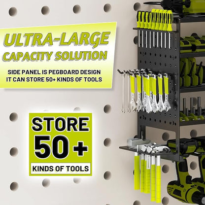 5 Layers Power Tool Organizer Wall Mount, Metal Cordless Tool Storage Rack - Image 4