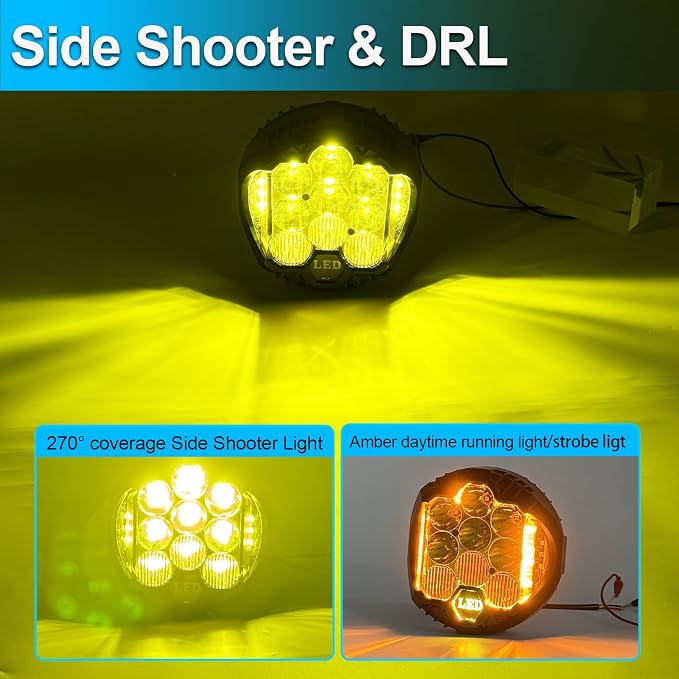 LIGBT 2PCS 5 Inch Amber Yellow Round LED Offroad Light - Image 3