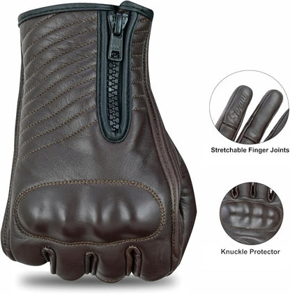 Full Finger Leather Motorcycle Gloves - Image 4
