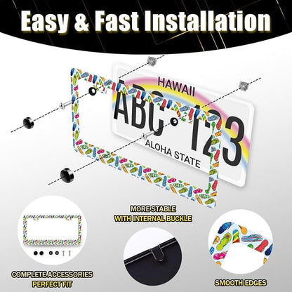 Flip Flops License Plate Frame Beach License Plate Holder Stainless Steel - Image 5