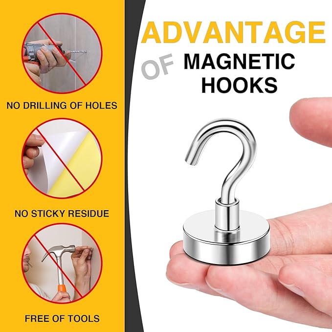 DIYMAG Magnetic Hooks, 80 LB Heavy Duty Strong Magnet - Image 5